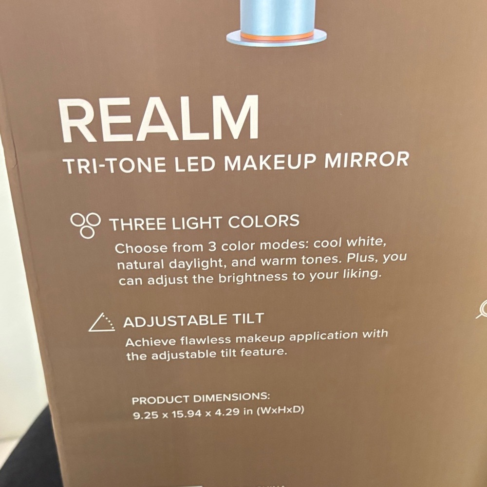 Impressions Vanity Realm Tri-Tone LED Makeup Mirror - Teal/Orange - Picture 5 of 5
